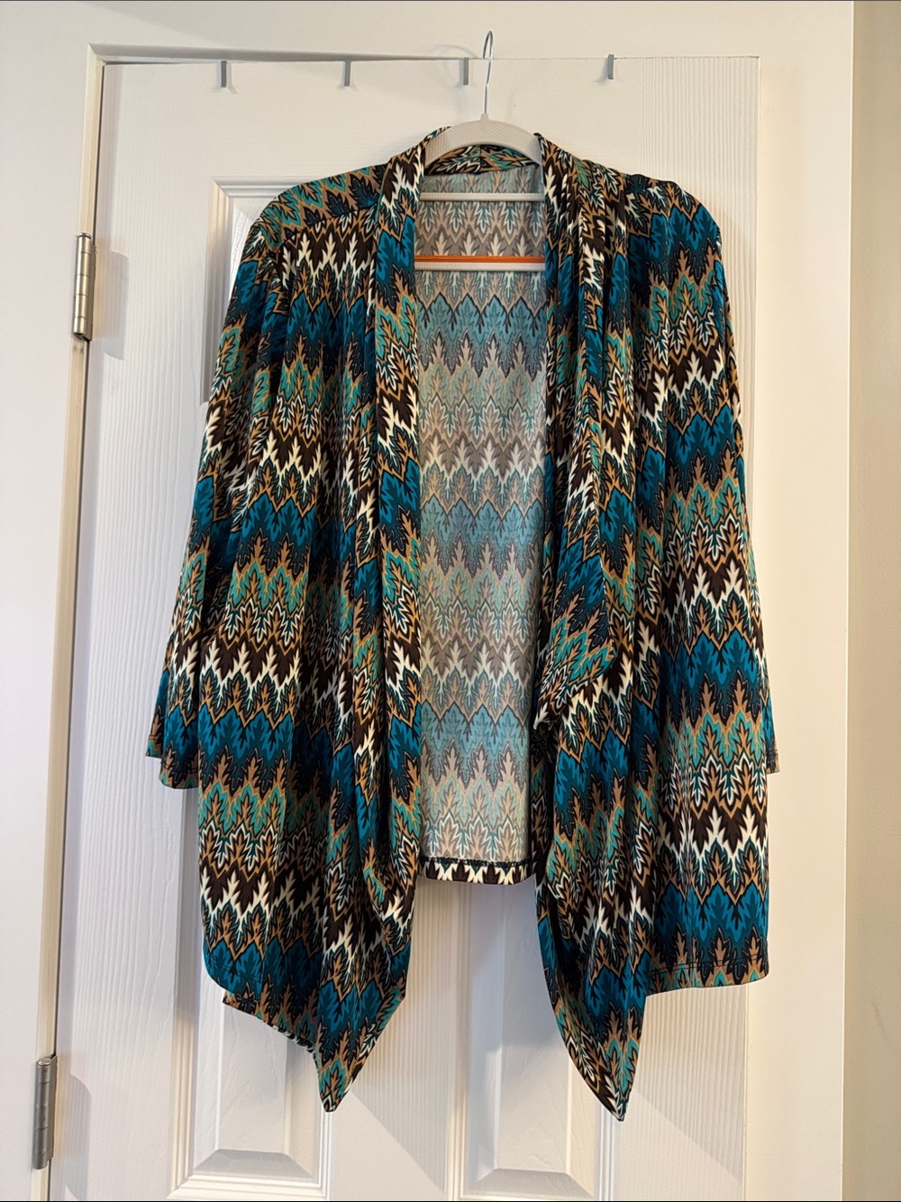 Source Unknown Teal Multi Aztec Open-Front Cardigan